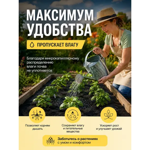Спанбонд, геотекстиль, укрывной материал для грядок 10х1.6м